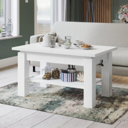 Heze Furniture Alva 2 In 1 Extending Coffee / Dining Table 110-150Cm - White - thumbnail 1