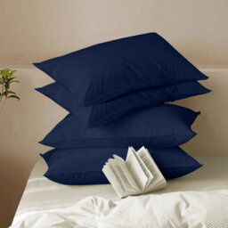 Bedlooms Dyed Pillowcase 3 Pair- Soft Plain Pillow Covers Navy Envelop Closure - Easy Care Pillowcase Bedding Set 50X75 Cm - thumbnail 6