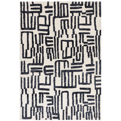 Modern Easy To Clean Black Abstract Rug For Living Room Dining Room & Bedroom-160Cm X 230Cm - image 1