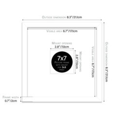"7X7"" White Picture Frame - 7X7"" Square Frame With 3X3"" Mount For 7X7""/3X3"" Pictures Vintage Style Photo Display, 1 Pack" - thumbnail 2