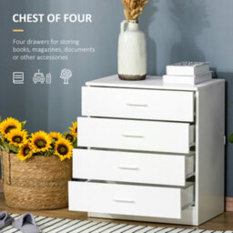 Homcom Storage Cabinet Vertical Drawer Chest Of 4 W/ Metal Rails Anti-Tip - thumbnail 4
