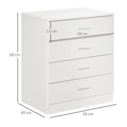 Homcom Storage Cabinet Vertical Drawer Chest Of 4 W/ Metal Rails Anti-Tip - thumbnail 3