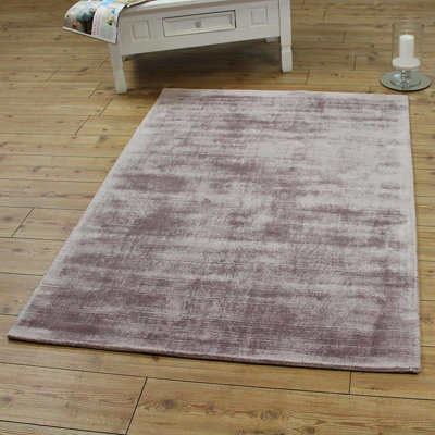 Pink Viscose Easy To Clean Plain Handmade , Luxurious , Modern Rug For Living Room, Bedroom - 160Cm X 230Cm - image 1