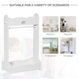 Homcom Kids Wood Clothes Rack With Storage Shelves Hall Tree For 3-8 Years - thumbnail 6