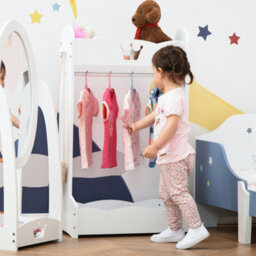 Homcom Kids Wood Clothes Rack With Storage Shelves Hall Tree For 3-8 Years - thumbnail 1