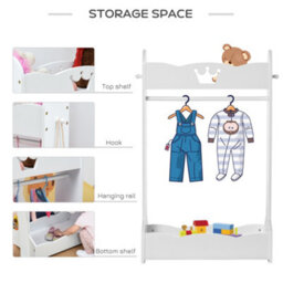 Homcom Kids Wood Clothes Rack With Storage Shelves Hall Tree For 3-8 Years - thumbnail 5