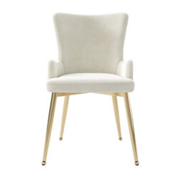 Abrihome Velvet Dining Chair, Set Of 4, Luxurious Living Room/bedroom Lounge Chair With Four Gold-Colored Metal Support Legs, Beige - thumbnail 8
