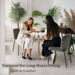 Evre Dark Grey Freddie Dining Chairs Set Of 2, Upholstered, Corduroy, Stain-Resistant, Metal Frame, Non-Marking Foot - 9 Colours - thumbnail 8