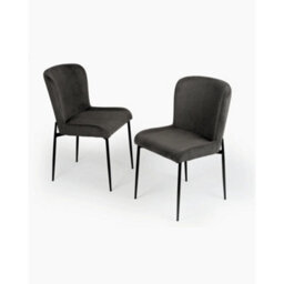 Evre Dark Grey Freddie Dining Chairs Set Of 2, Upholstered, Corduroy, Stain-Resistant, Metal Frame, Non-Marking Foot - 9 Colours - thumbnail 1