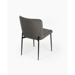 Evre Dark Grey Freddie Dining Chairs Set Of 2, Upholstered, Corduroy, Stain-Resistant, Metal Frame, Non-Marking Foot - 9 Colours - thumbnail 4