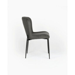 Evre Dark Grey Freddie Dining Chairs Set Of 2, Upholstered, Corduroy, Stain-Resistant, Metal Frame, Non-Marking Foot - 9 Colours - thumbnail 3