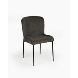 Evre Dark Grey Freddie Dining Chairs Set Of 2, Upholstered, Corduroy, Stain-Resistant, Metal Frame, Non-Marking Foot - 9 Colours - thumbnail 2