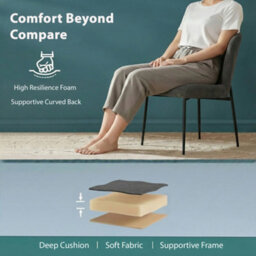 Evre Dark Grey Freddie Dining Chairs Set Of 2, Upholstered, Corduroy, Stain-Resistant, Metal Frame, Non-Marking Foot - 9 Colours - thumbnail 6