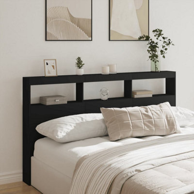 Berkfield Headboard Cabinet With Led Black 180X17X102 Cm - image 1