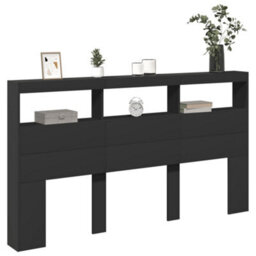 Berkfield Headboard Cabinet With Led Black 180X17X102 Cm - thumbnail 5