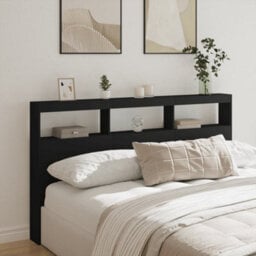 Berkfield Headboard Cabinet With Led Black 180X17X102 Cm - thumbnail 1