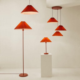 Valuelights Akira Burnt Orange Metal Floor Lamp With Pleated Lampshade - Led Bulb Included - thumbnail 7