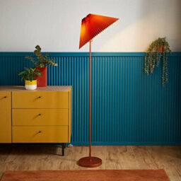 Valuelights Akira Burnt Orange Metal Floor Lamp With Pleated Lampshade - Led Bulb Included - thumbnail 2