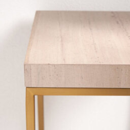 Pacific Lifestyle Beige Granite Square Side Table With Burnished Gold Metal Legs 48Cm, Madison - thumbnail 4