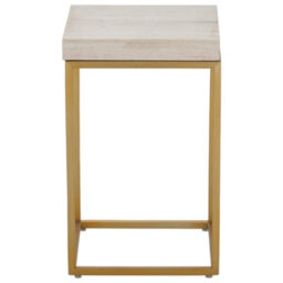 Pacific Lifestyle Beige Granite Square Side Table With Burnished Gold Metal Legs 48Cm, Madison - thumbnail 7