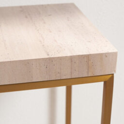 Pacific Lifestyle Beige Granite Square Side Table With Burnished Gold Metal Legs 48Cm, Madison - thumbnail 6