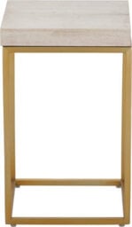 Pacific Lifestyle Beige Granite Square Side Table With Burnished Gold Metal Legs 48Cm, Madison - thumbnail 2