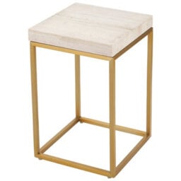 Pacific Lifestyle Beige Granite Square Side Table With Burnished Gold Metal Legs 48Cm, Madison - thumbnail 9
