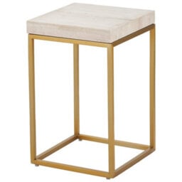 Pacific Lifestyle Beige Granite Square Side Table With Burnished Gold Metal Legs 48Cm, Madison - thumbnail 8