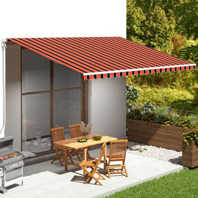 Walplus Replacement Fabric For Awning Garden Sun Shade Canopy Gazebo For Back Door, Porch, Patio Orange And Brown 5X3.5 M - image 1