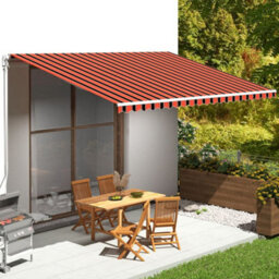 Walplus Replacement Fabric For Awning Garden Sun Shade Canopy Gazebo For Back Door, Porch, Patio Orange And Brown 5X3.5 M