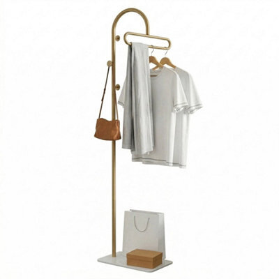 Gold Freestanding Coat Rack With Hook & Shelves - image 1