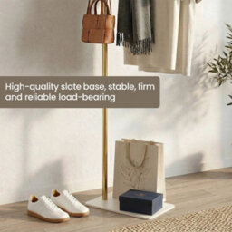 Gold Freestanding Coat Rack With Hook & Shelves - thumbnail 5