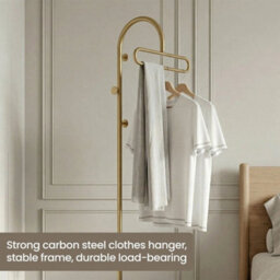 Gold Freestanding Coat Rack With Hook & Shelves - thumbnail 4