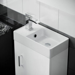 Nes Home 400mm Cloakroom Wall Hung Basin Vanity Unit Door Hinges Soft Close White Nanuya - thumbnail 2