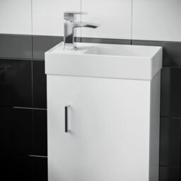 Nes Home 400mm Cloakroom Wall Hung Basin Vanity Unit Door Hinges Soft Close White Nanuya - thumbnail 3