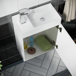 Nes Home 400mm Cloakroom Wall Hung Basin Vanity Unit Door Hinges Soft Close White Nanuya - thumbnail 5
