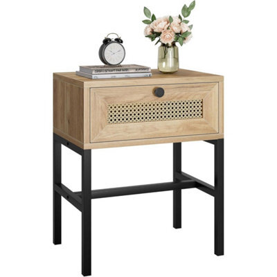 Rattan Coffee Table With Drawer Open Storage Shelf Metal Frame - image 1