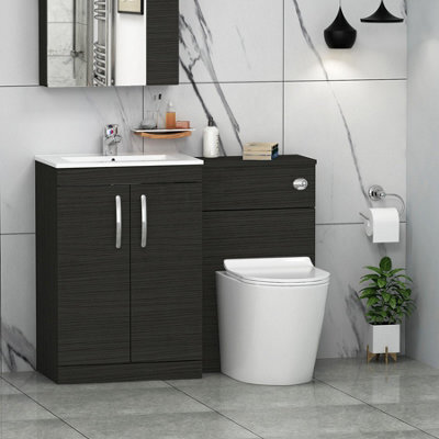 Royal Bathrooms Turin 1100mm Hale Black 2-Doors Minimalist Basin With Cesar Back To Wall Toilet Pack - image 1