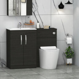 Royal Bathrooms Turin 1100mm Hale Black 2-Doors Minimalist Basin With Cesar Back To Wall Toilet Pack - thumbnail 1
