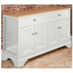 Homestylestore 1210mm Antique White And Oak Bathroom Vanity Unit With Chrome Round Handles - thumbnail 1