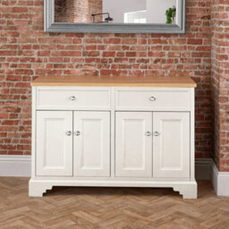 Homestylestore 1210mm Antique White And Oak Bathroom Vanity Unit With Chrome Round Handles - thumbnail 3