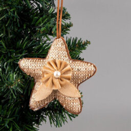 Shatchi Gold Jute Star 12Cm - Christmas Tree Hanging Decorations Ornaments Themed,3Pcs - thumbnail 5