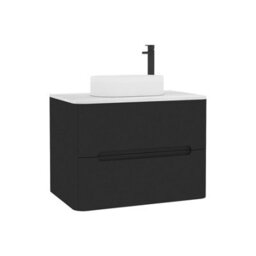 Royal Bathrooms Venice 700mm Matt Nocturne Black Wall Mounted Bathroom Countertop Vanity Unit 2 Drawer With Lyon Basin - thumbnail 7