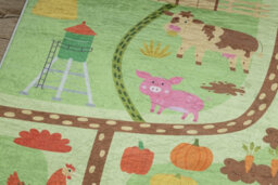 RugsX Bambino 50200 Washing Carpet Village, Streets For Children Anti-Slip - Green 140X200 Cm - thumbnail 5