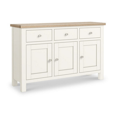 Farro Coconut White  Large Sideboard With Washed Oak Top - Fully Assembled By Roseland Furniture - image 1