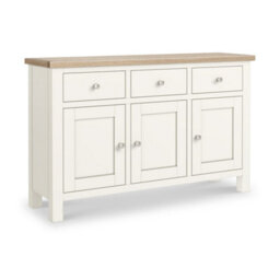 Farro Coconut White  Large Sideboard With Washed Oak Top - Fully Assembled By Roseland Furniture - thumbnail 1