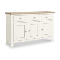 Farro Coconut White  Large Sideboard With Washed Oak Top - Fully Assembled By Roseland Furniture - thumbnail 4