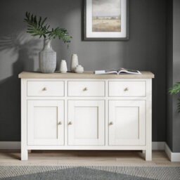 Farro Coconut White  Large Sideboard With Washed Oak Top - Fully Assembled By Roseland Furniture - thumbnail 5