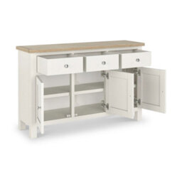 Farro Coconut White  Large Sideboard With Washed Oak Top - Fully Assembled By Roseland Furniture - thumbnail 8