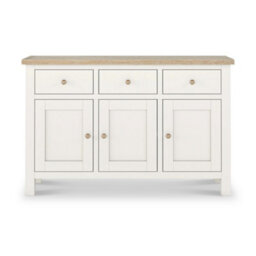 Farro Coconut White  Large Sideboard With Washed Oak Top - Fully Assembled By Roseland Furniture - thumbnail 6